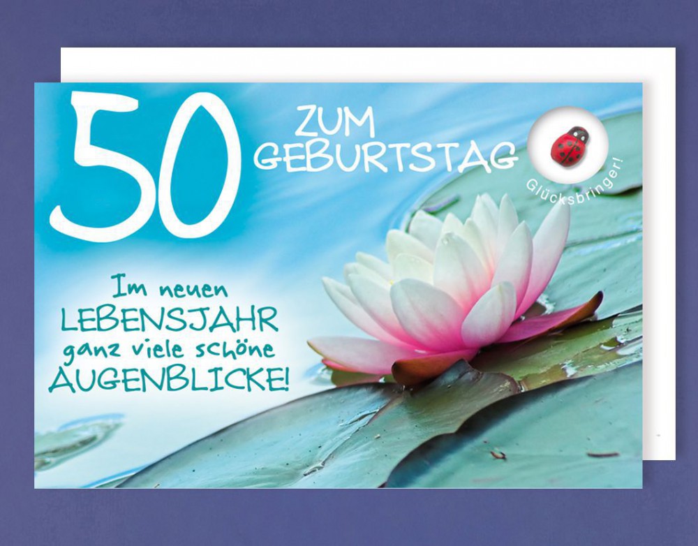 Grußkarte 50 Geburtstag Karte Happy Birthday Applikation Glücksbringer.