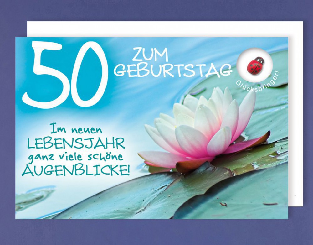 Grußkarte 50 Geburtstag Karte Happy Birthday Applikation Glücksbringer